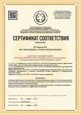 Образец сертификата для ИП Алексин Сертификат СТО 03.080.02033720.1-2020